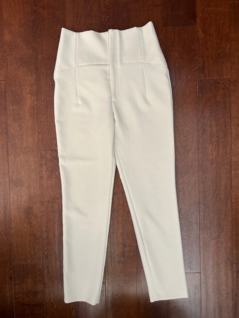 Zara High-Waist Cream Skinny Trousers, Size Medium